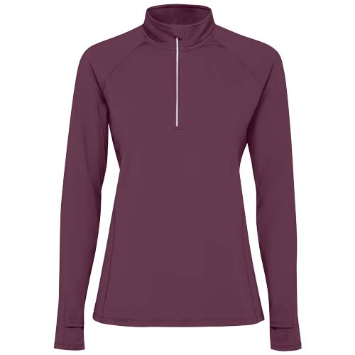 Sweatshirt publicitaire femme demi-zip technique ajusté Estambul Rouge / Prune